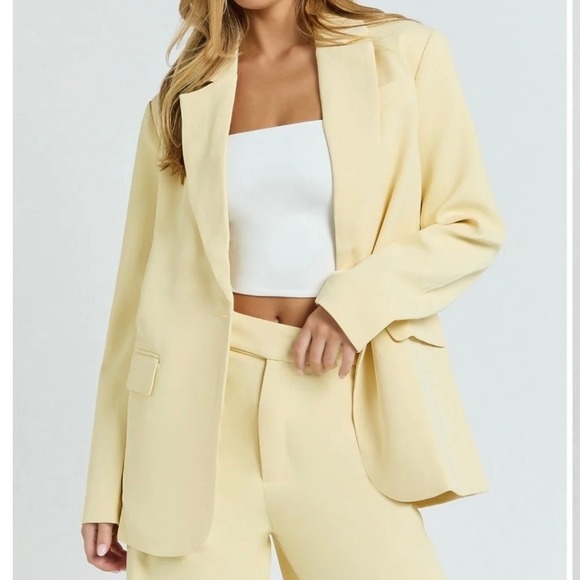 SHOWPO Womens Boxy Single Breasted Selena Blazer in Lemon NWT - Size 4‎ - Picture 6 of 10